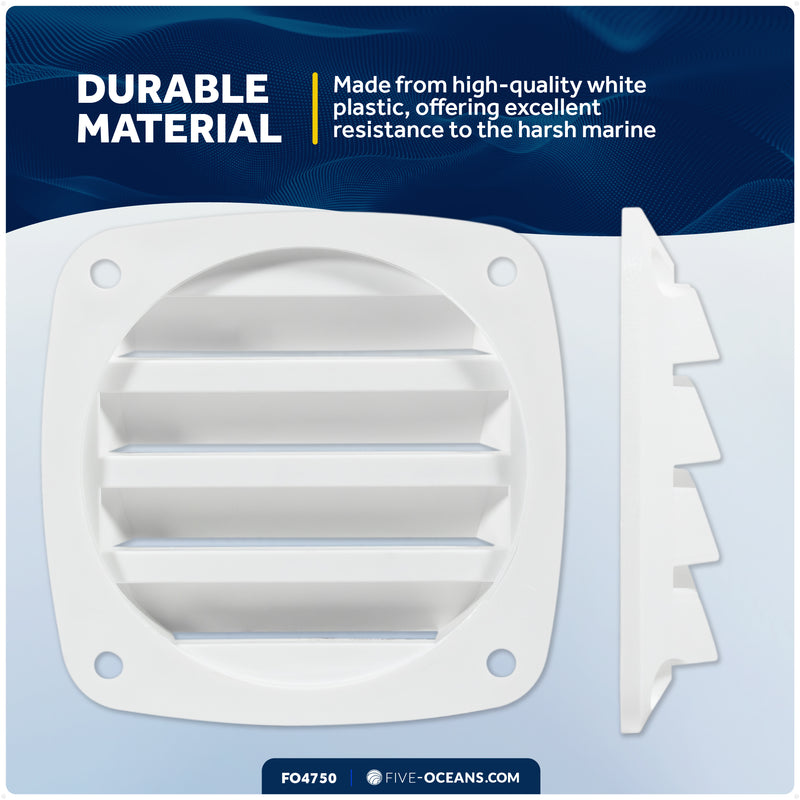 4-Slotted Louvered Flush Hose Ventilators, 3" Hose Diameter, White - FO4750 - Five Oceans