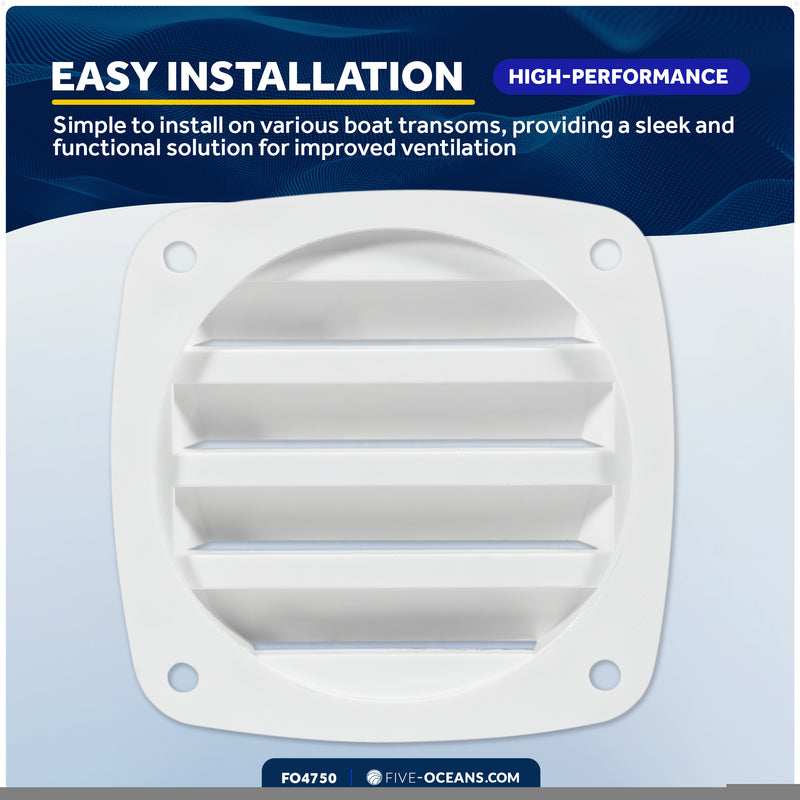 4-Slotted Louvered Flush Hose Ventilators, 3" Hose Diameter, White - FO4750 - Five Oceans