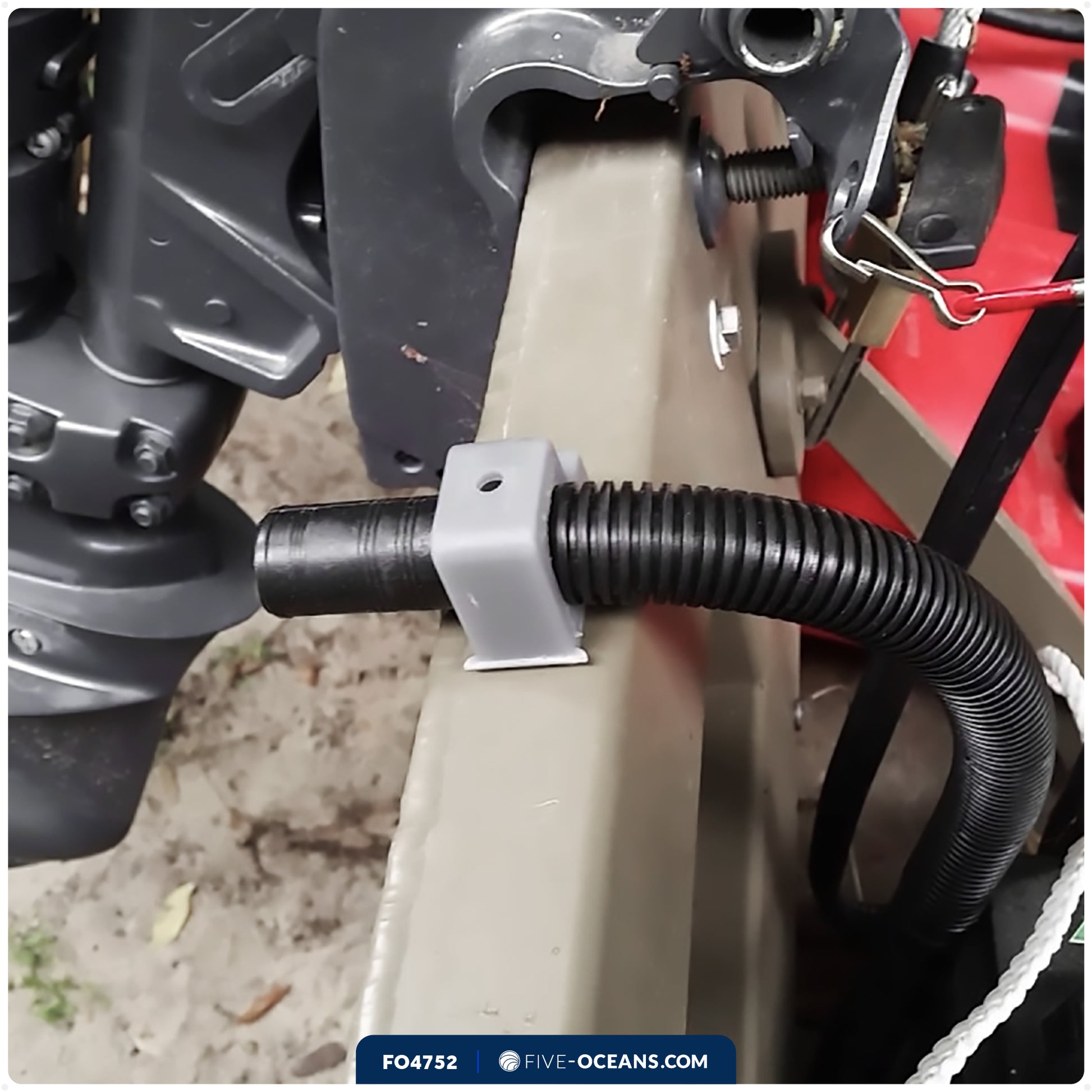 Bilge Pump Plumbing Kit, 8' x 1-1/8" Black PVC Hose with 2 Clamps & Thru-Hull Fitting - FO4752 - Five Oceans