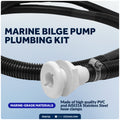 Bilge Pump Plumbing Kit, 8' x 1-1/8" Black PVC Hose with 2 Clamps & Thru-Hull Fitting - FO4752 - Five Oceans