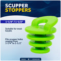 Scupper Plugs, Fits Drain Holes 1-1/4" - 1-1/2", 2-Pack - FO4754 - Five Oceans