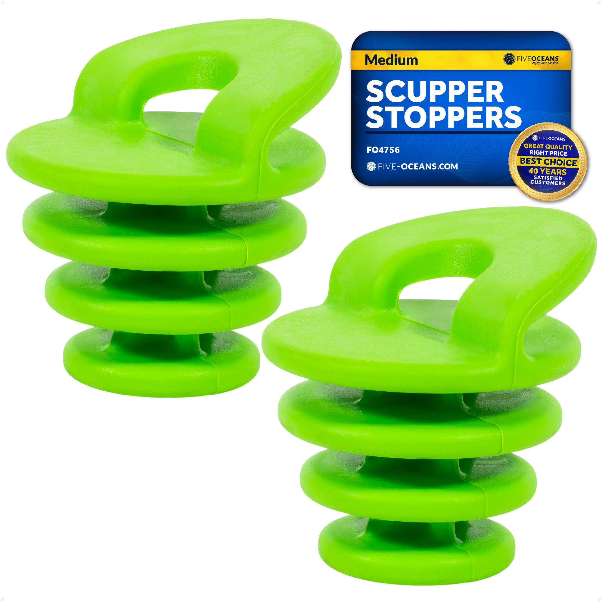 Scupper Plugs for Kayak, Fits Drain Holes 1-1/4" to 1-3/4" - 2-Pack - FO4756