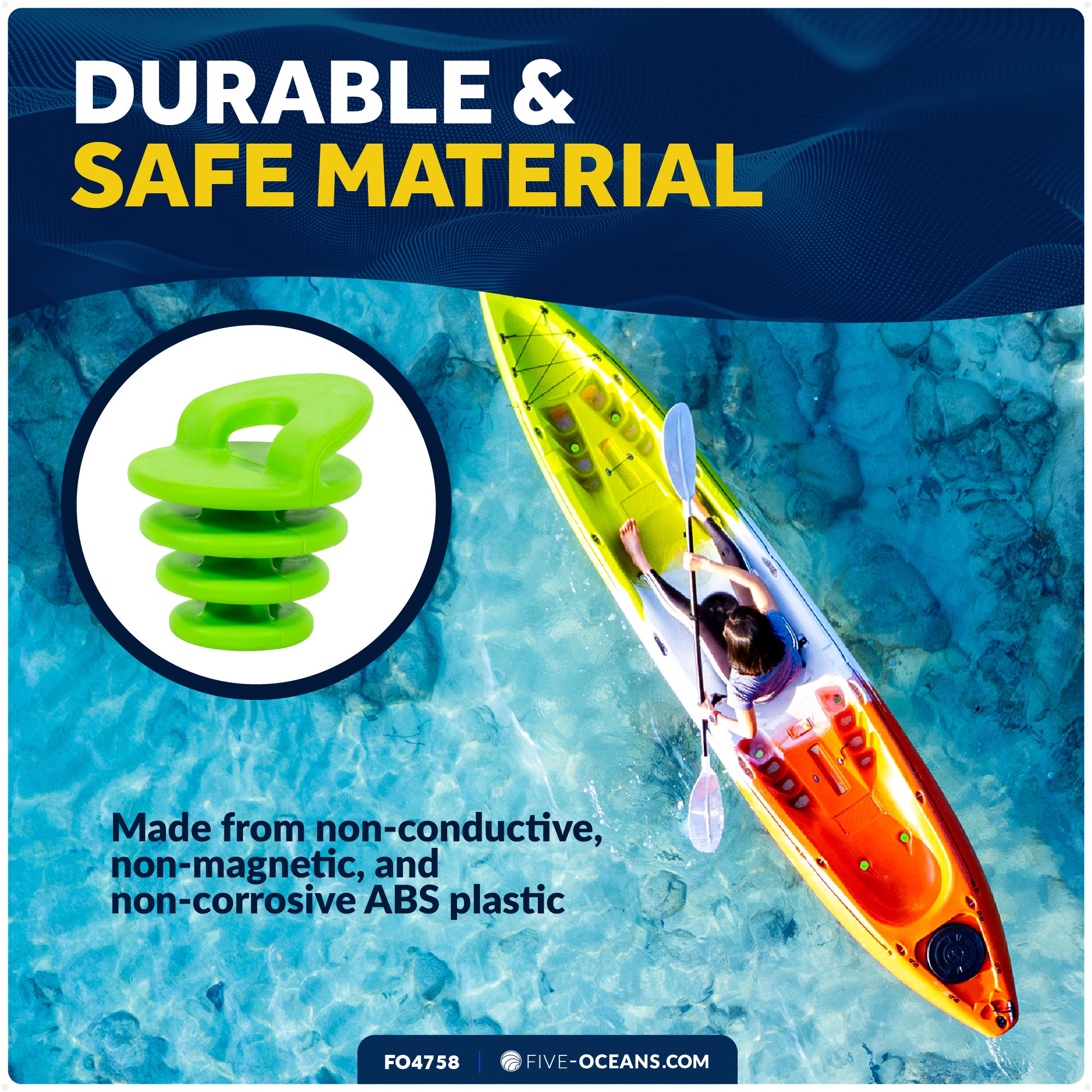 Scupper Plugs for Kayak, Fits Drain Holes 1-1/4" to 2" - 4-Pack - FO4758