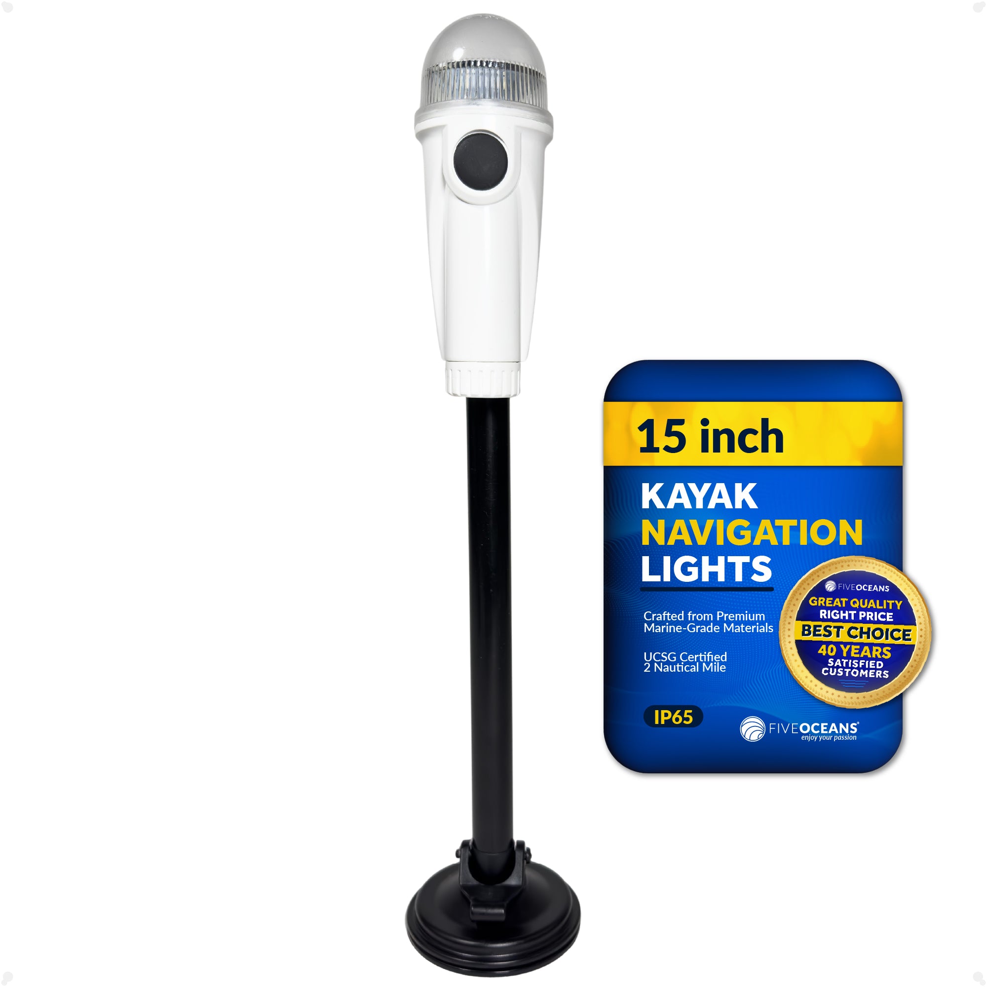 LED Portable Navigation Lights All Round Light with Super Suction Cup 15" - FO4762 - Five Oceans