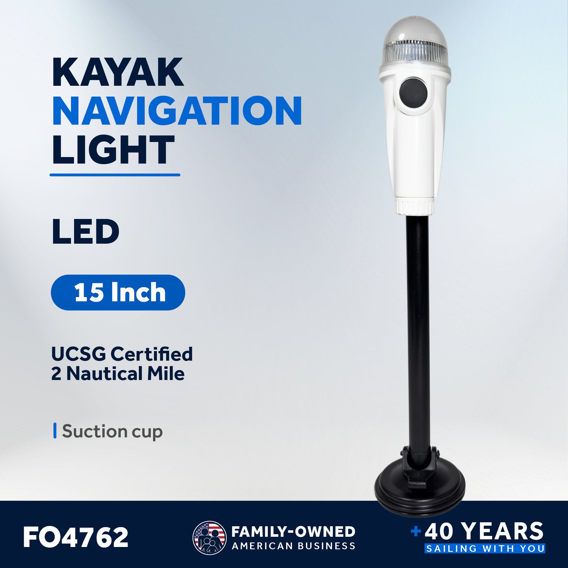 LED Portable Navigation Lights All Round Light with Super Suction Cup 15" - FO4762 - Five Oceans