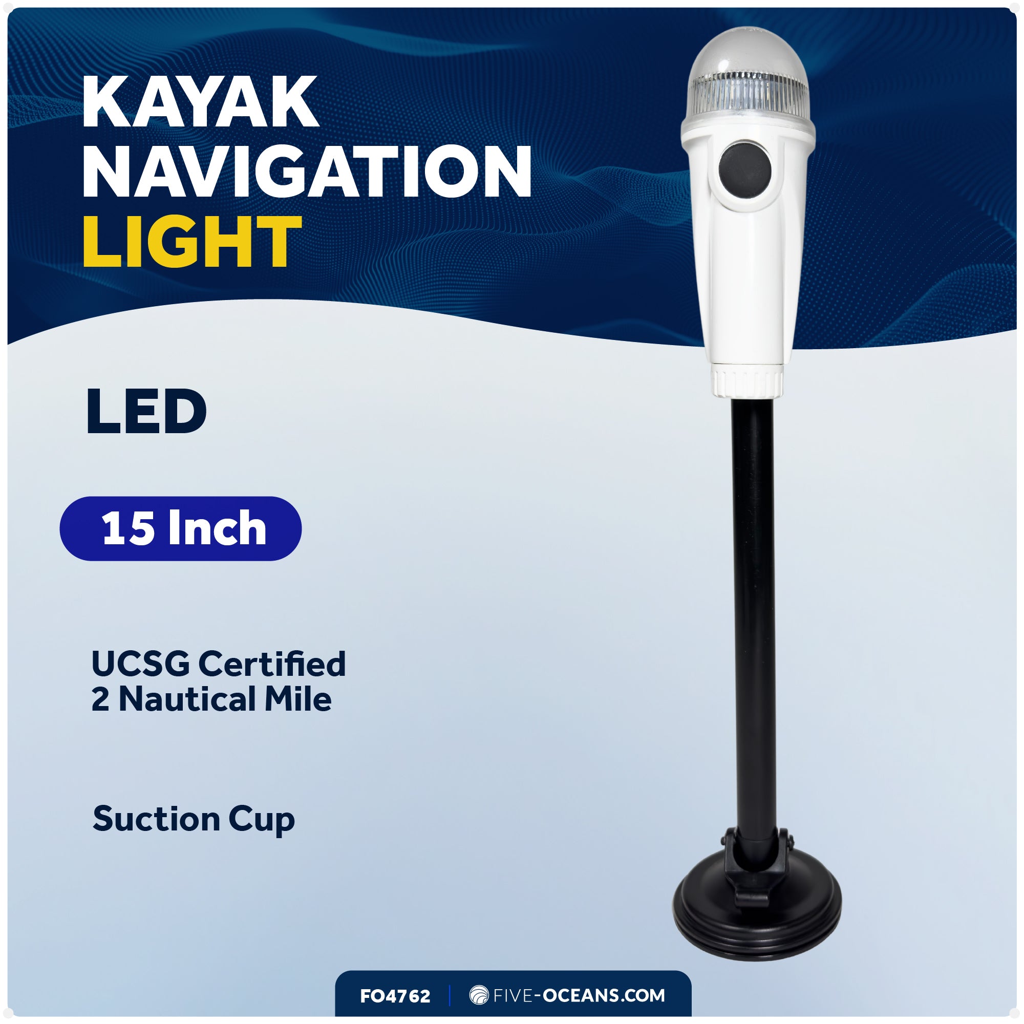 LED Portable Navigation Lights All Round Light with Super Suction Cup 15" - FO4762