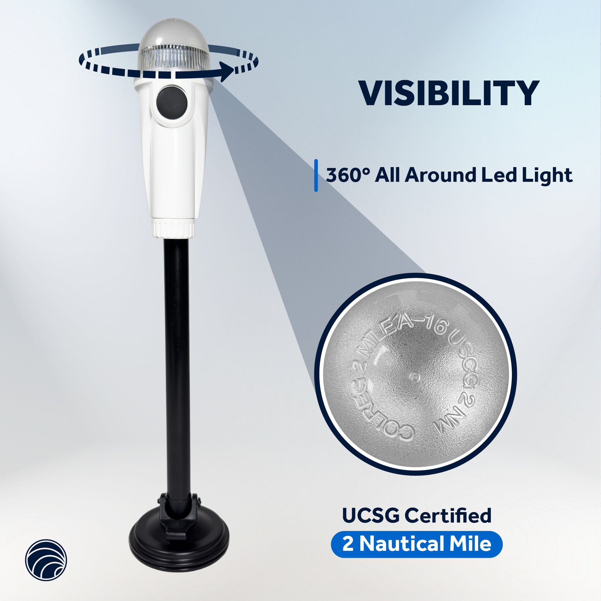 LED Portable Navigation Lights All Round Light with Super Suction Cup 15" - FO4762 - Five Oceans