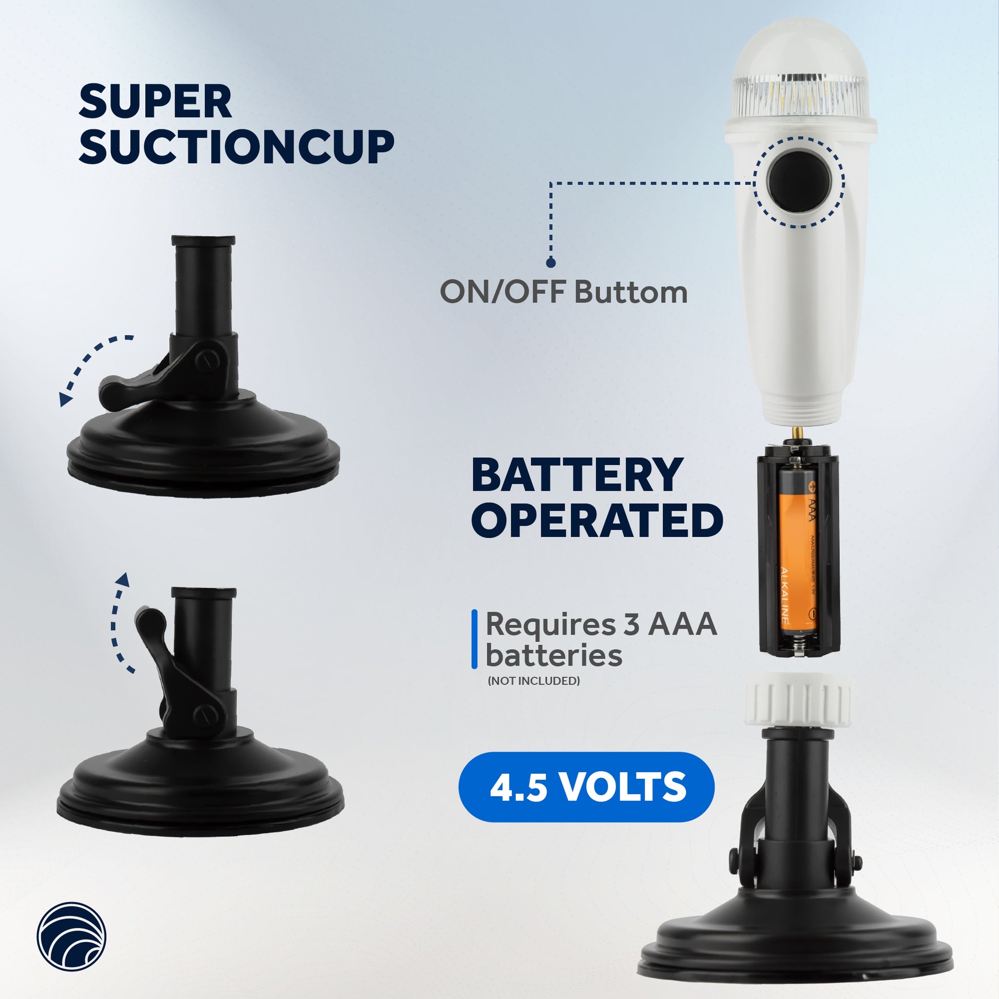 LED Portable Navigation Lights All Round Light with Super Suction Cup 15" - FO4762 - Five Oceans