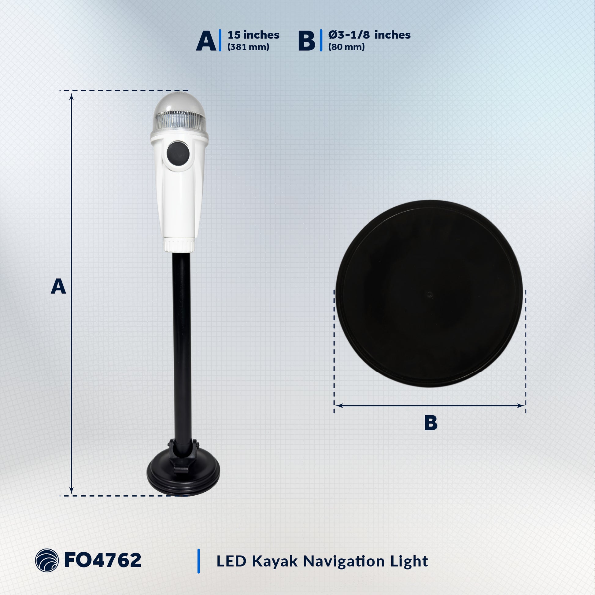 LED Portable Navigation Lights All Round Light with Super Suction Cup 15" - FO4762 - Five Oceans