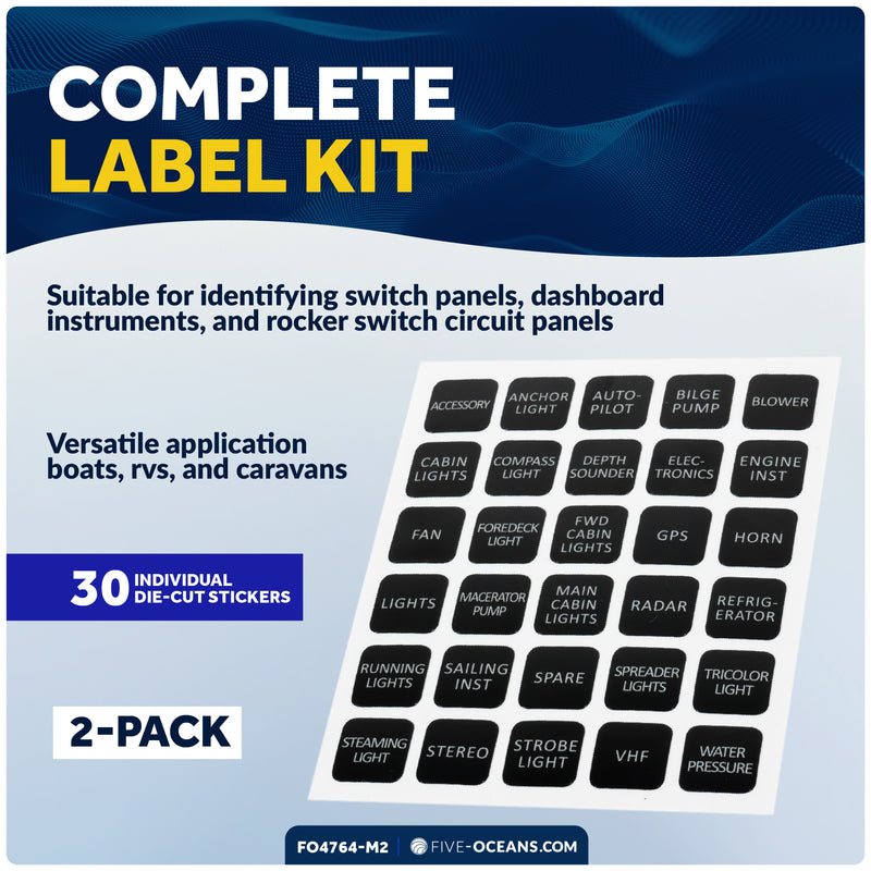 Square Switch Panel Labels, 30 Pieces Per Sheet, 2-Pack - FO4764-M2 - Five Oceans
