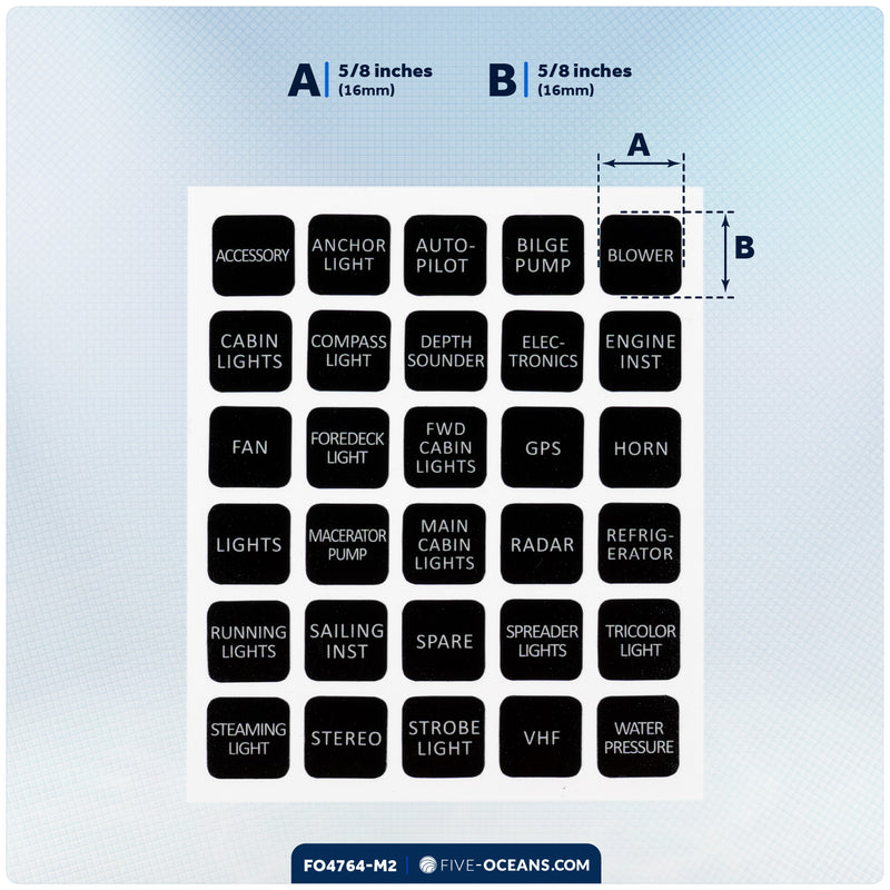 Square Switch Panel Labels, 30 Pieces Per Sheet, 2-Pack - FO4764-M2 - Five Oceans