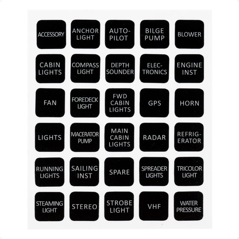 Square Switch Panel Labels, 30 Pieces Per Sheet - FO4764 - Five Oceans