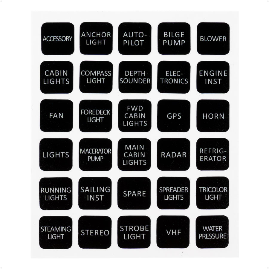 Square Switch Panel Labels, 30 Pieces Per Sheet - FO4764 - Five Oceans