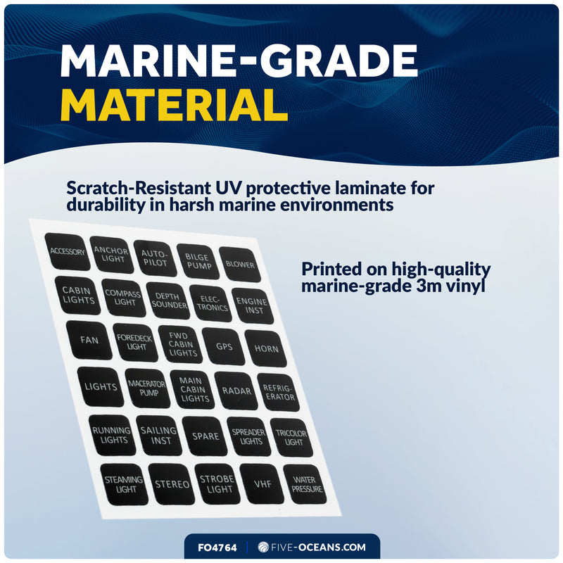 Square Switch Panel Labels, 30 Pieces Per Sheet - FO4764 - Five Oceans