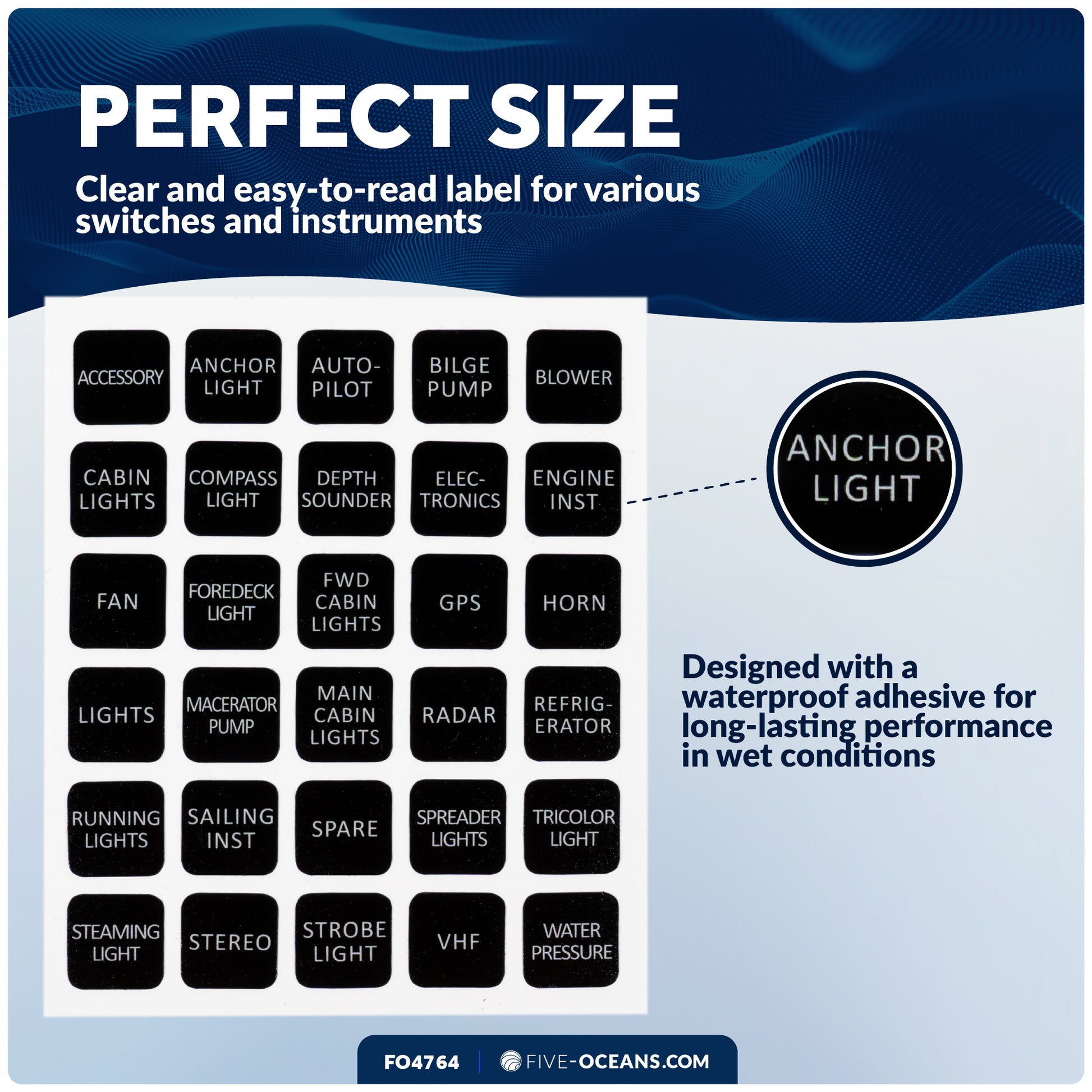 Label Kit for Switch Panels - 30 Pcs - FO4764 - Five Oceans