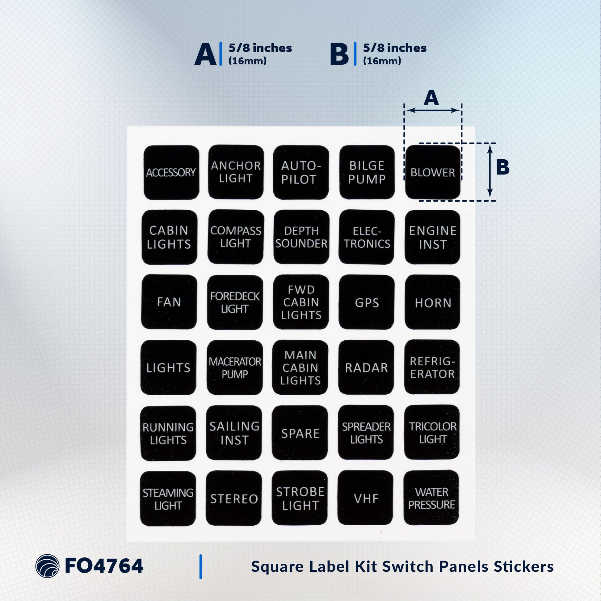Label Kit for Switch Panels - 30 Pcs - FO4764 - Five Oceans