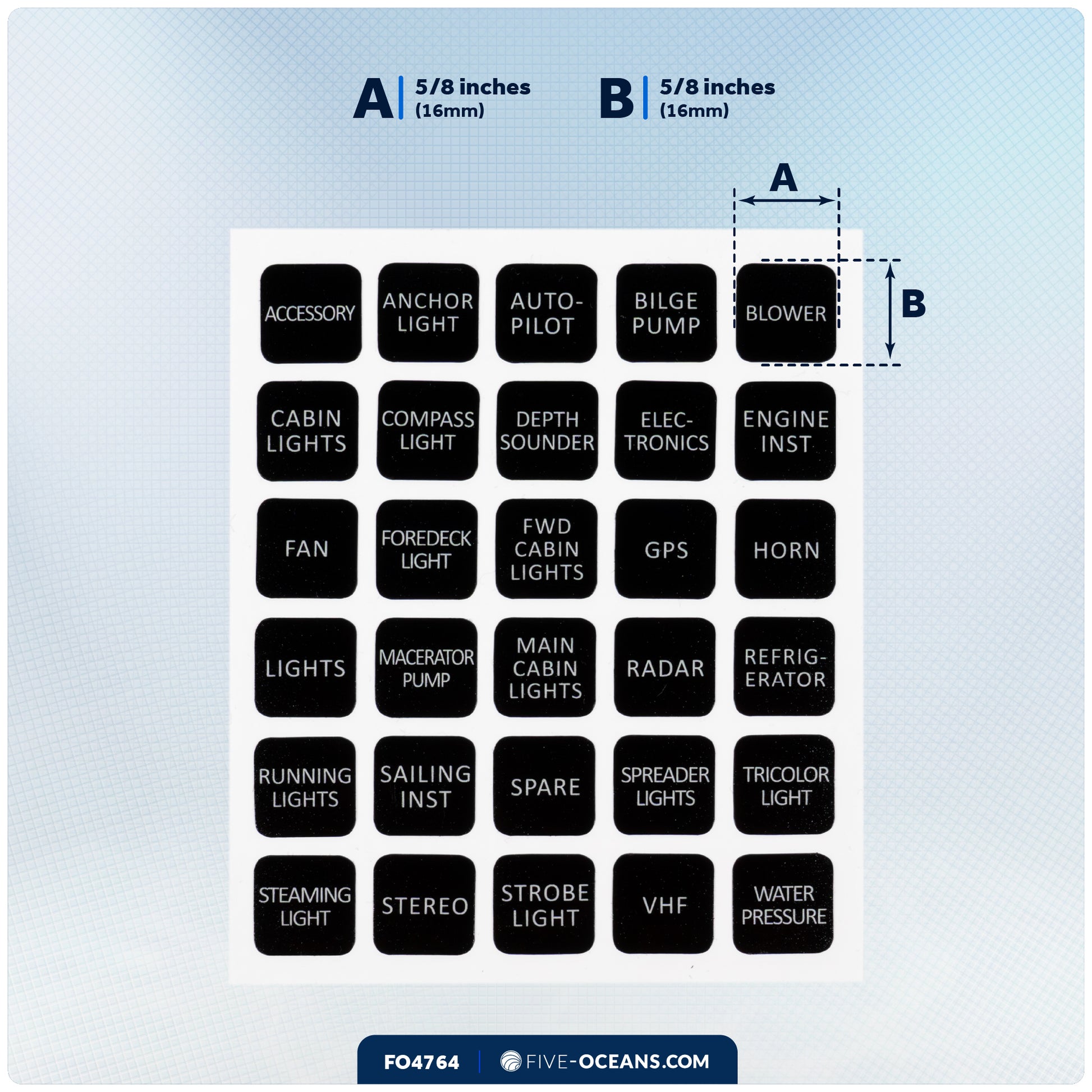 Label Kit for Switch Panels - 30 Pcs - FO4764 - Five Oceans