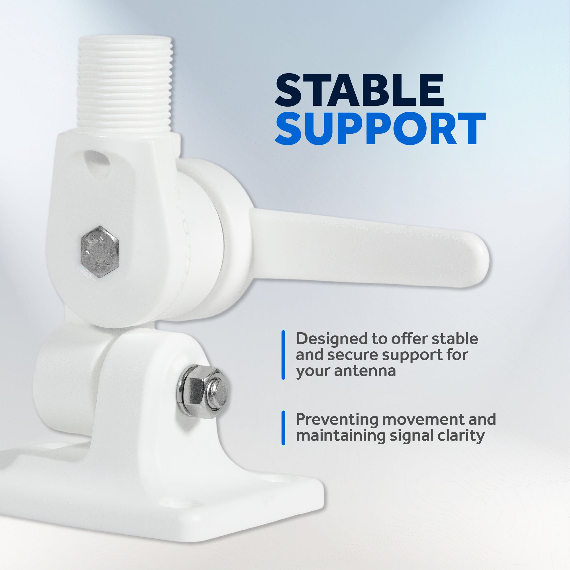 Marine VHF Antenna Mount with Adjustable Ratchet - White Nylon - FO4766 - Five Oceans