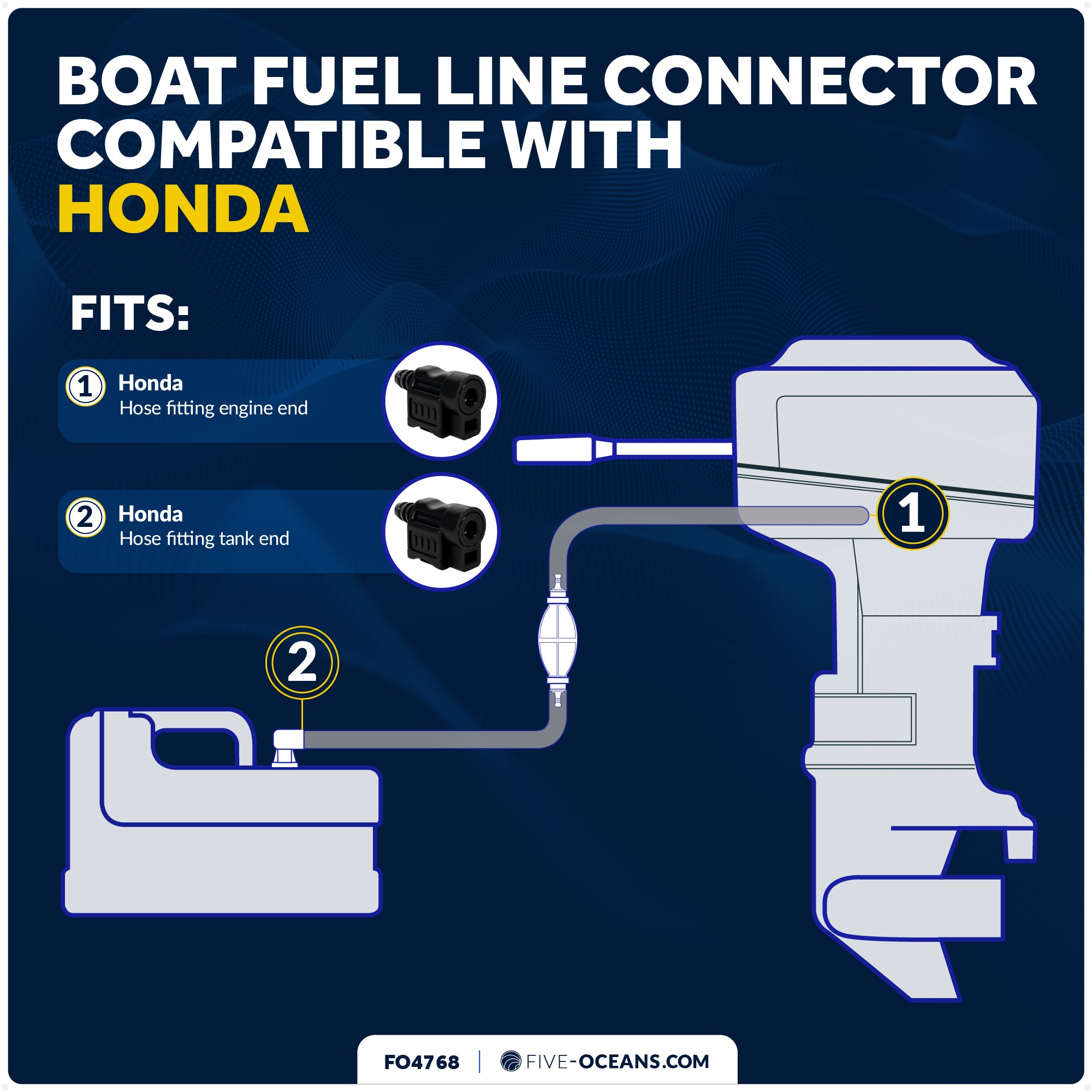 3/8" Fuel Connector for Honda Outboard Motors - FO4768 - Five Oceans