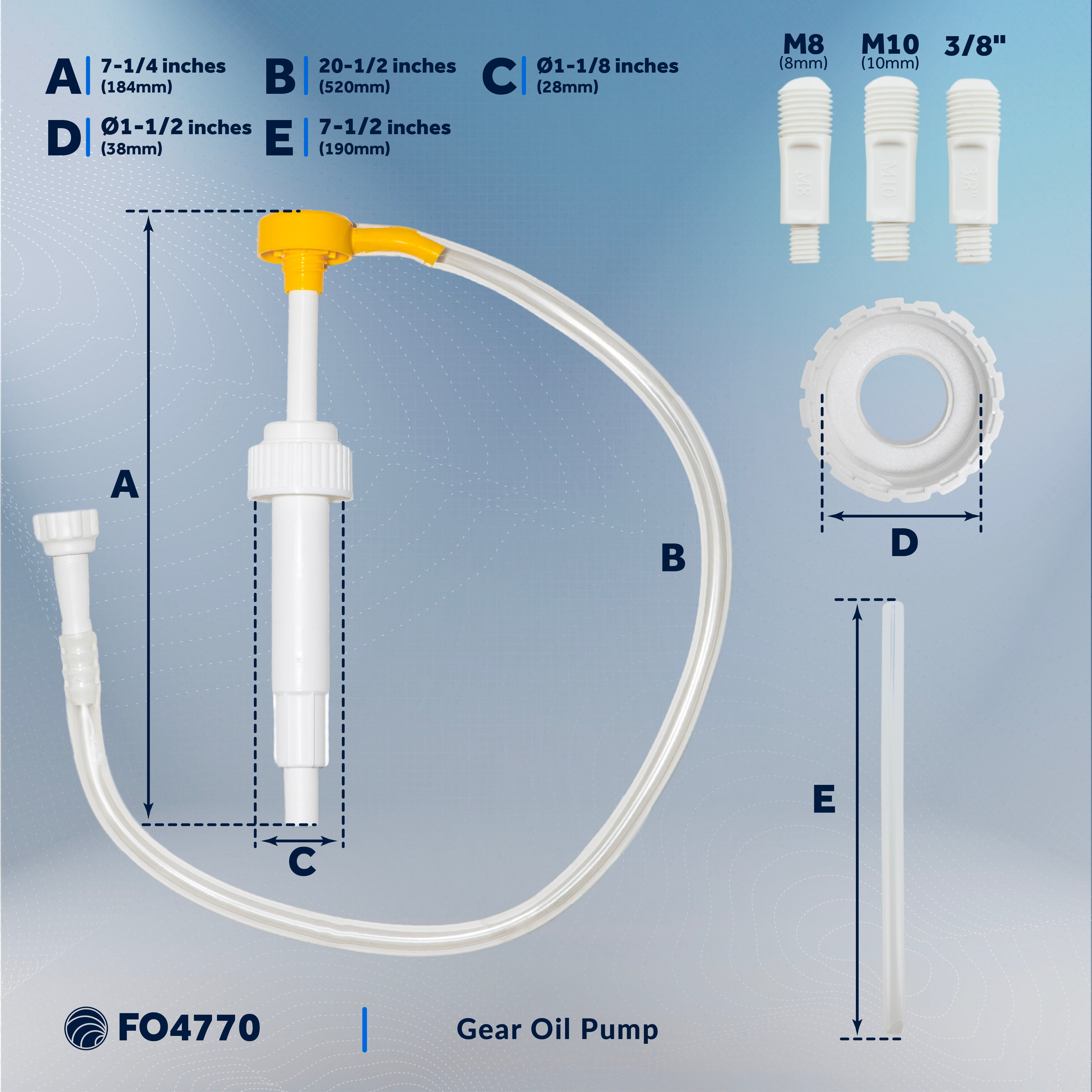 Gear Oil Pump with 3/8", 8mm and 10mm Adapters  - FO4770 - Five Oceans