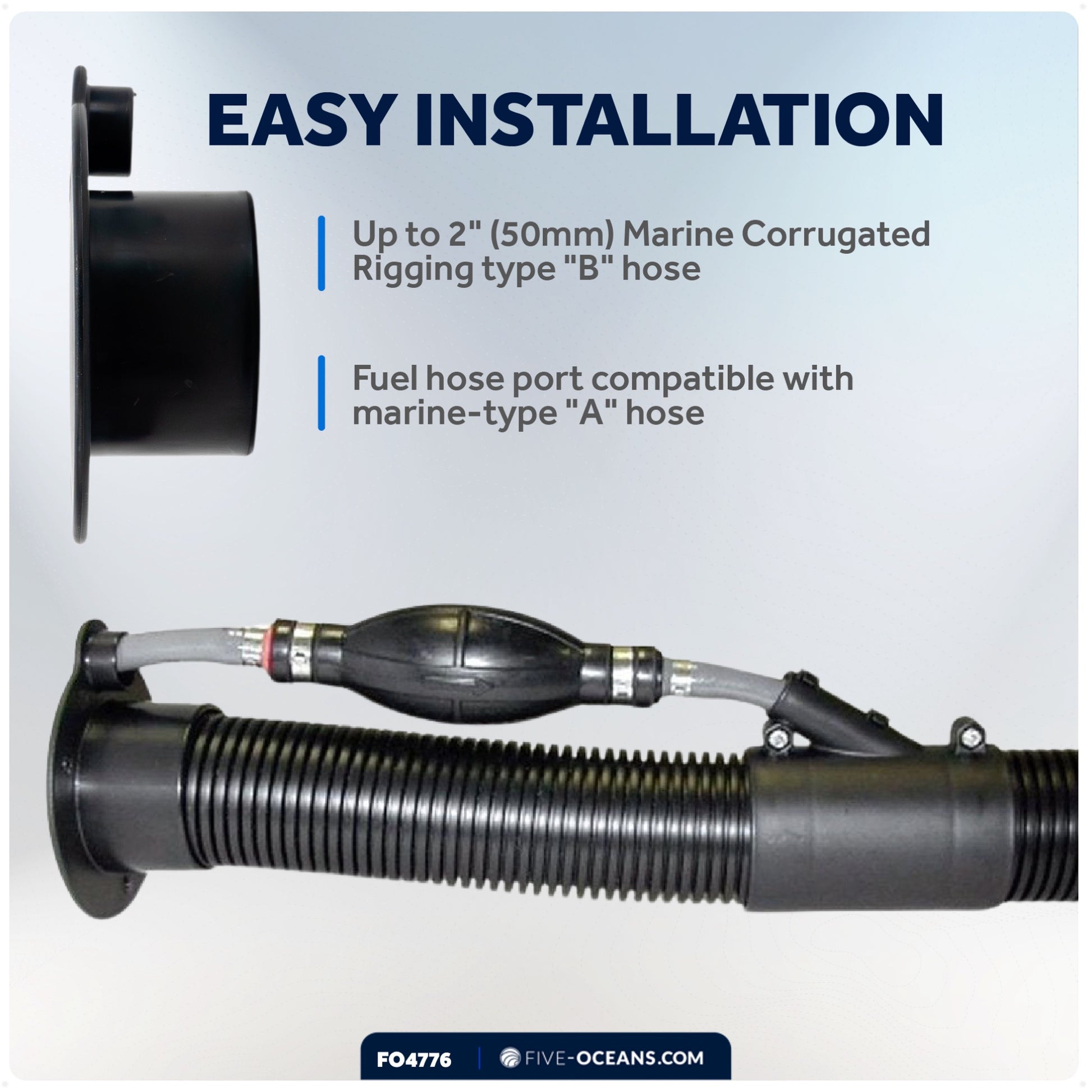 Outboard Rigging Hose Flange with Fuel Port - FO4776 - Five Oceans