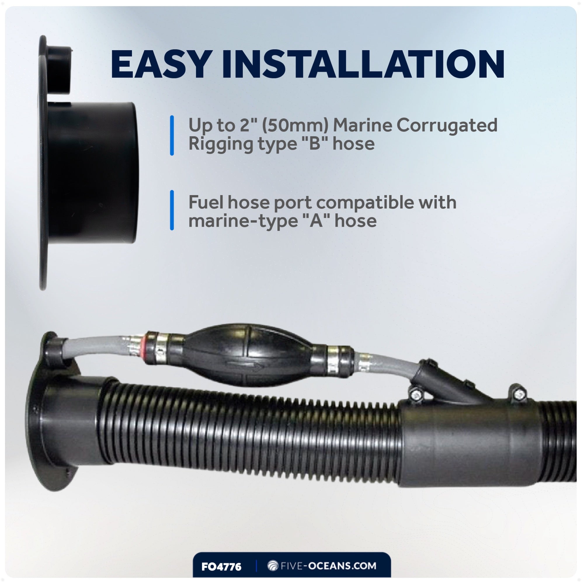 Outboard Rigging Hose Flange with Fuel Port - FO4776 - Five Oceans