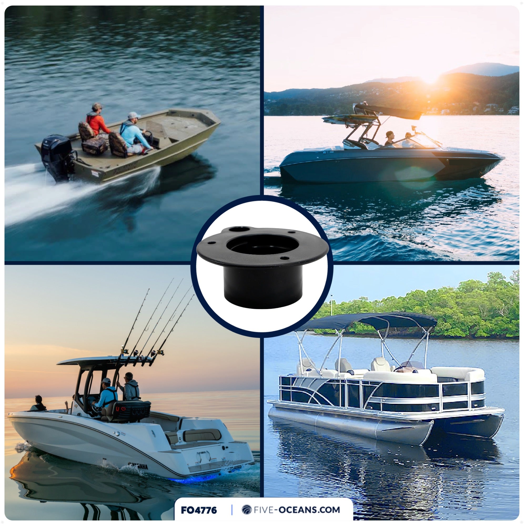 Outboard Rigging Hose Flange with Fuel Port - FO4776 - Five Oceans