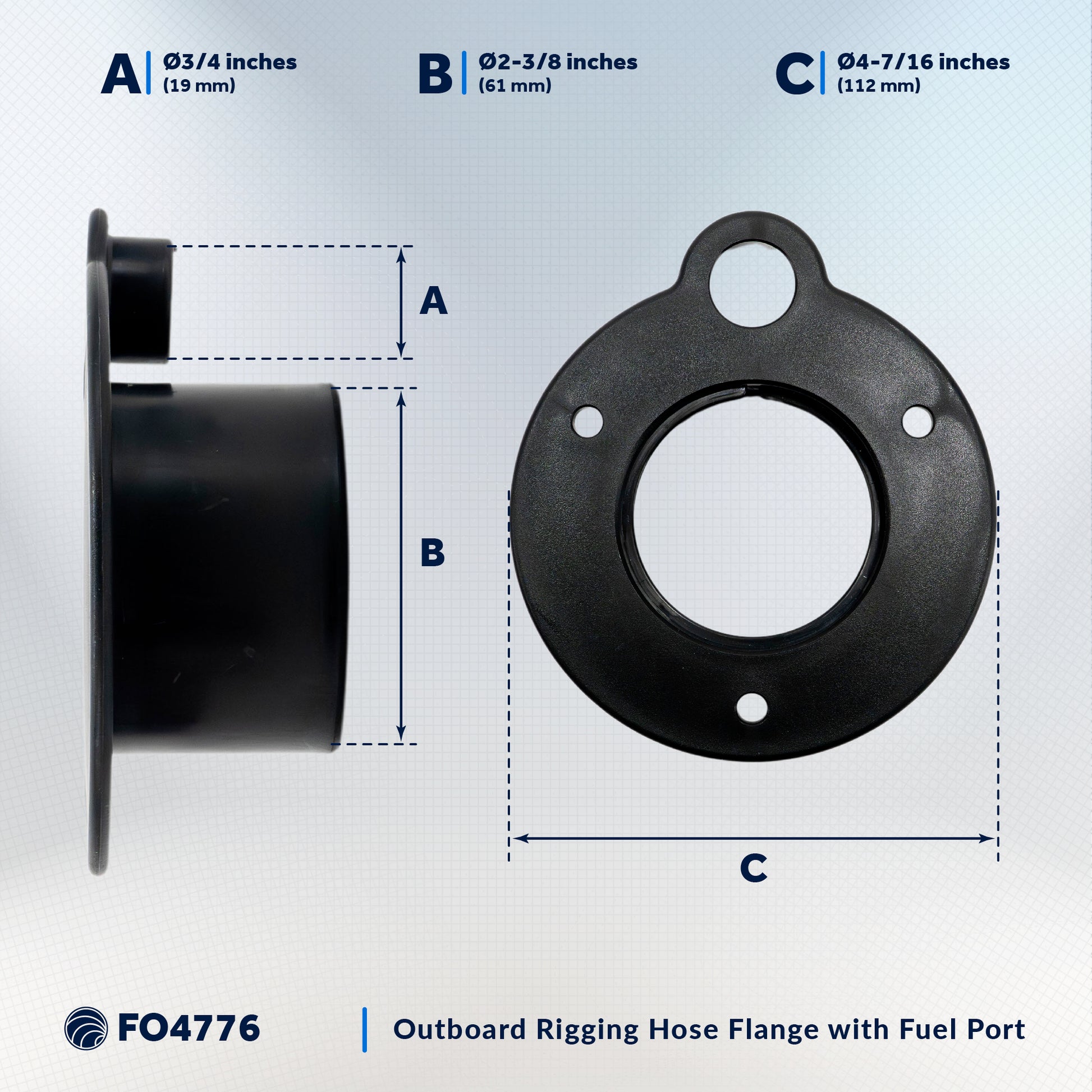 Outboard Rigging Hose Flange with Fuel Port - FO4776 - Five Oceans