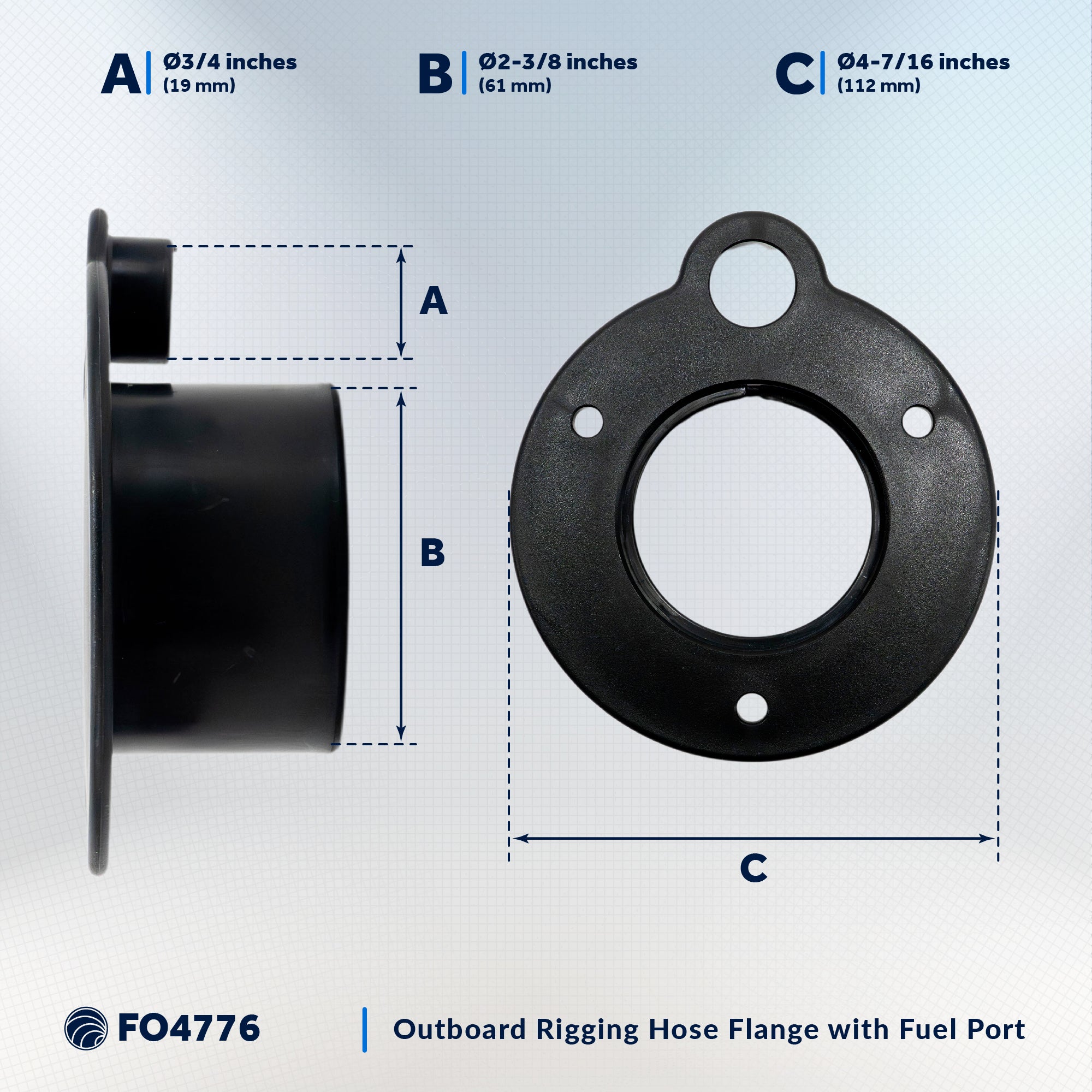 Outboard Rigging Hose Flange with Fuel Port - FO4776 - Five Oceans