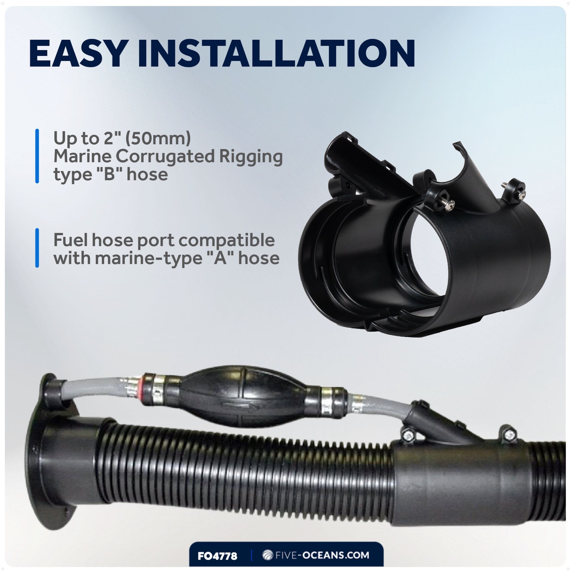 Outboard Rigging Hose Union with Fuel Port - FO4778 - Five Oceans