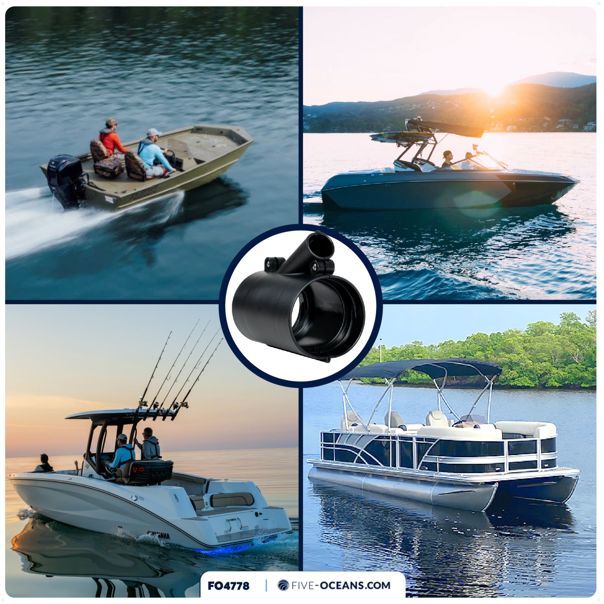 Outboard Rigging Hose Union with Fuel Port - FO4778 - Five Oceans