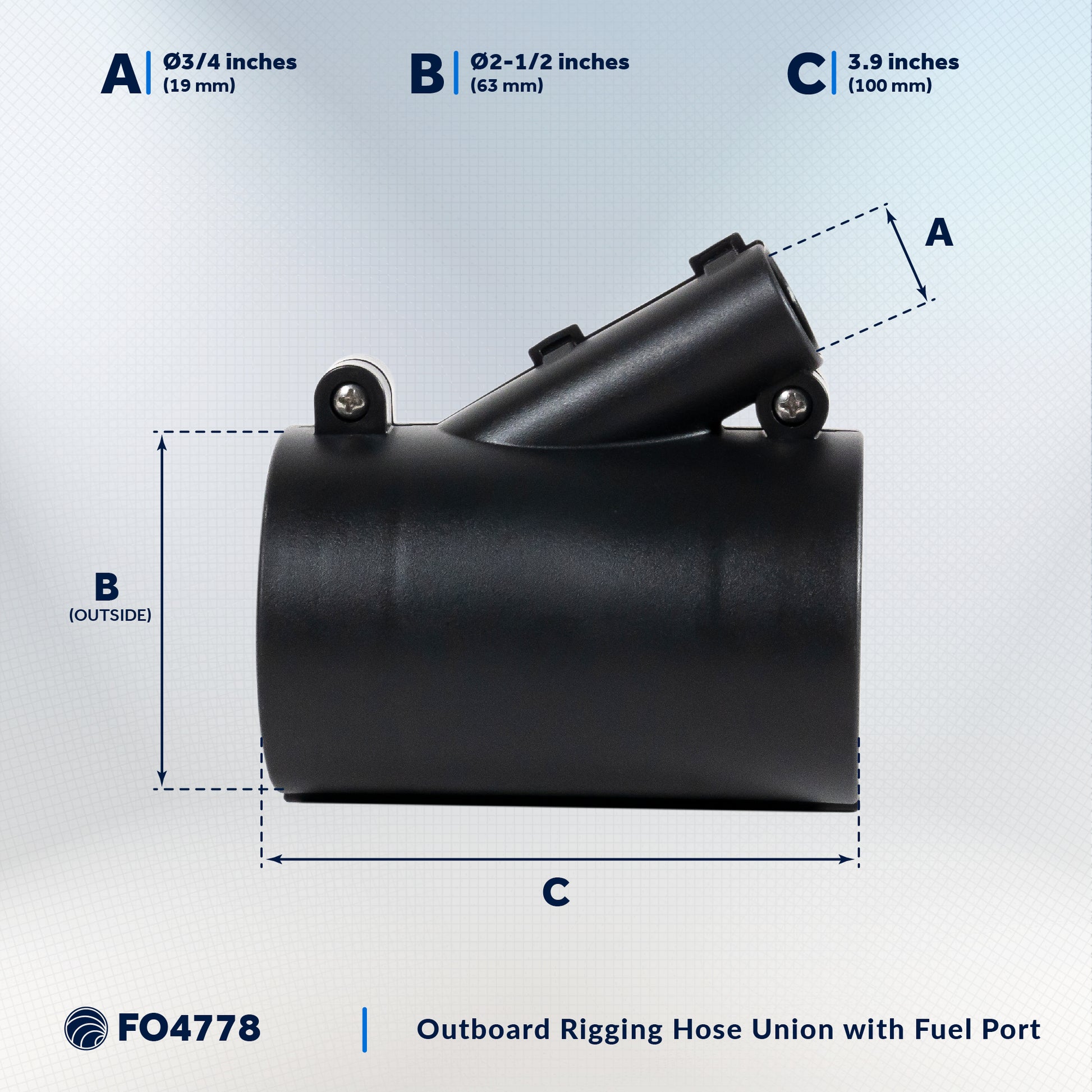 Outboard Rigging Hose Union with Fuel Port - FO4778 - Five Oceans