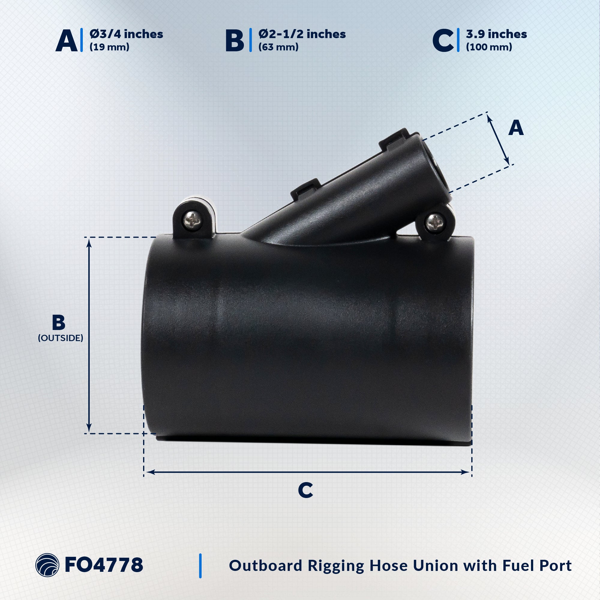 Outboard Rigging Hose Union with Fuel Port - FO4778 - Five Oceans