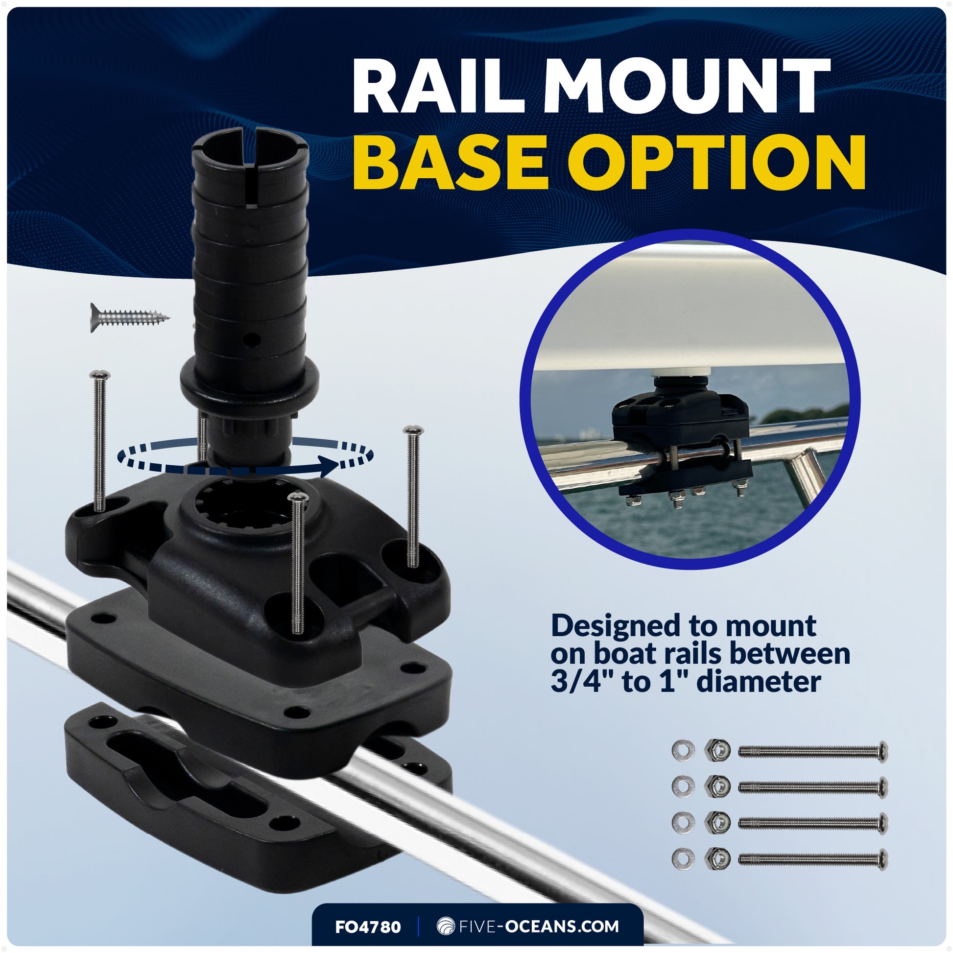 Bait Cutting Board with Rail Mount Slide Deck Base - FO4780 - Five Oceans