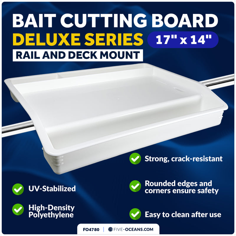 Fish Fillet Table / Cutting Board 17" x 14", Rail Mount & Deck Base