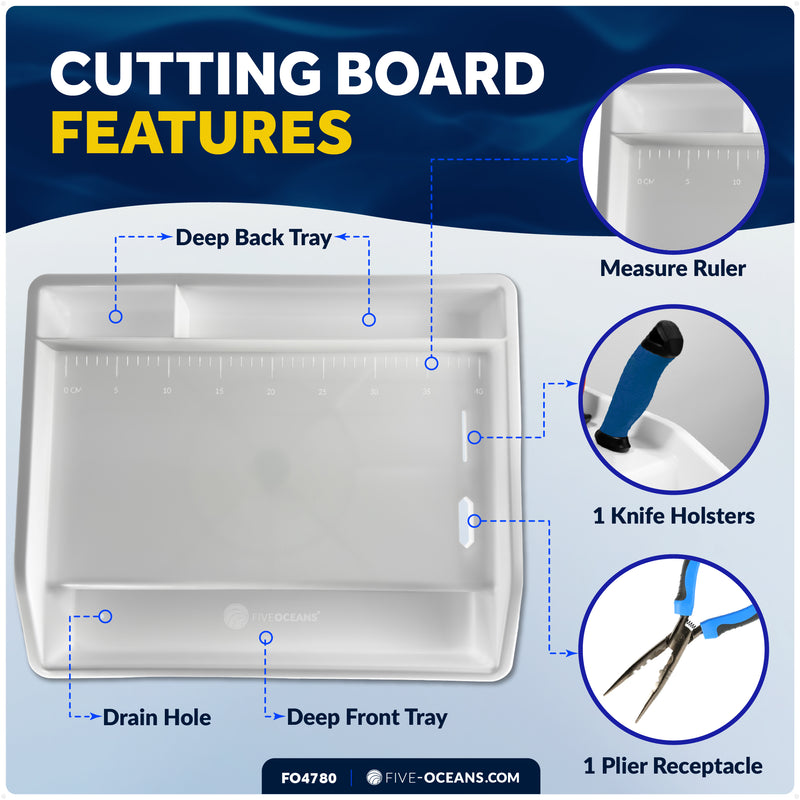 Fish Fillet Table / Cutting Board 17" x 14", Rail Mount & Deck Base
