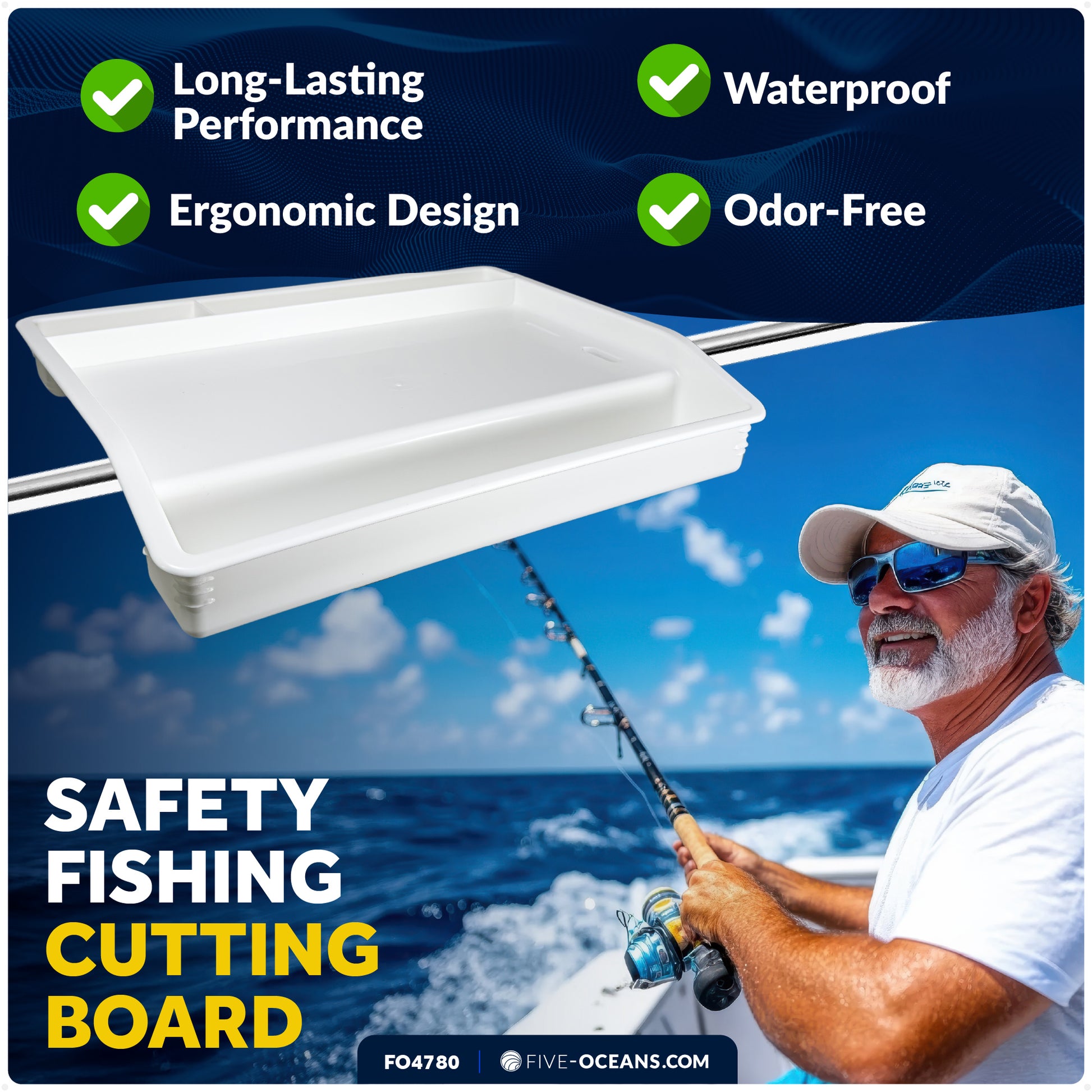 Bait Cutting Board with Rail Mount Slide Deck Base - FO4780 - Five Oceans