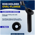 60-Degree Flush Mount Fishing Rod Holder - Black Nylon, 2-Pack