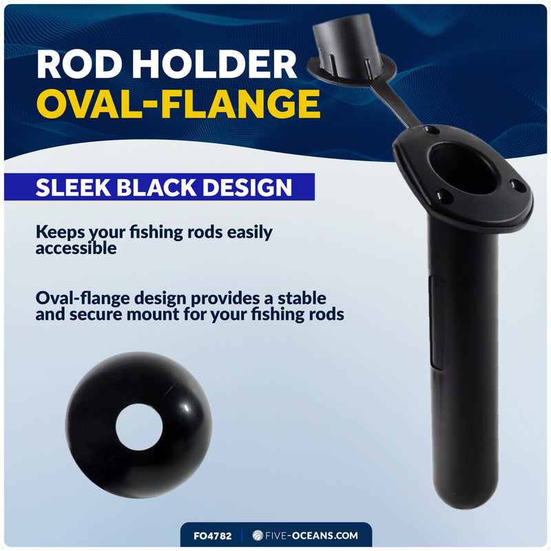 60-Degree Flush Mount Fishing Rod Holder - Black Nylon
