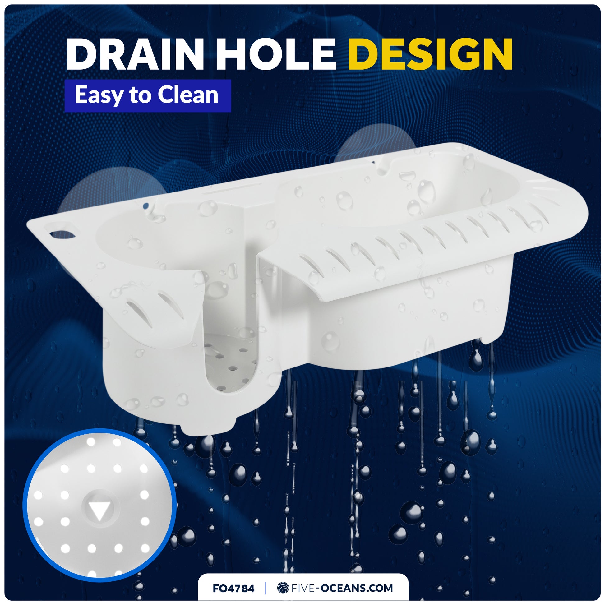 Boat Storage Caddy Organizer with Cup Holder, Drainage, Knife, Plier & 16 Lure Holders, White - FO4784 - Five Oceans