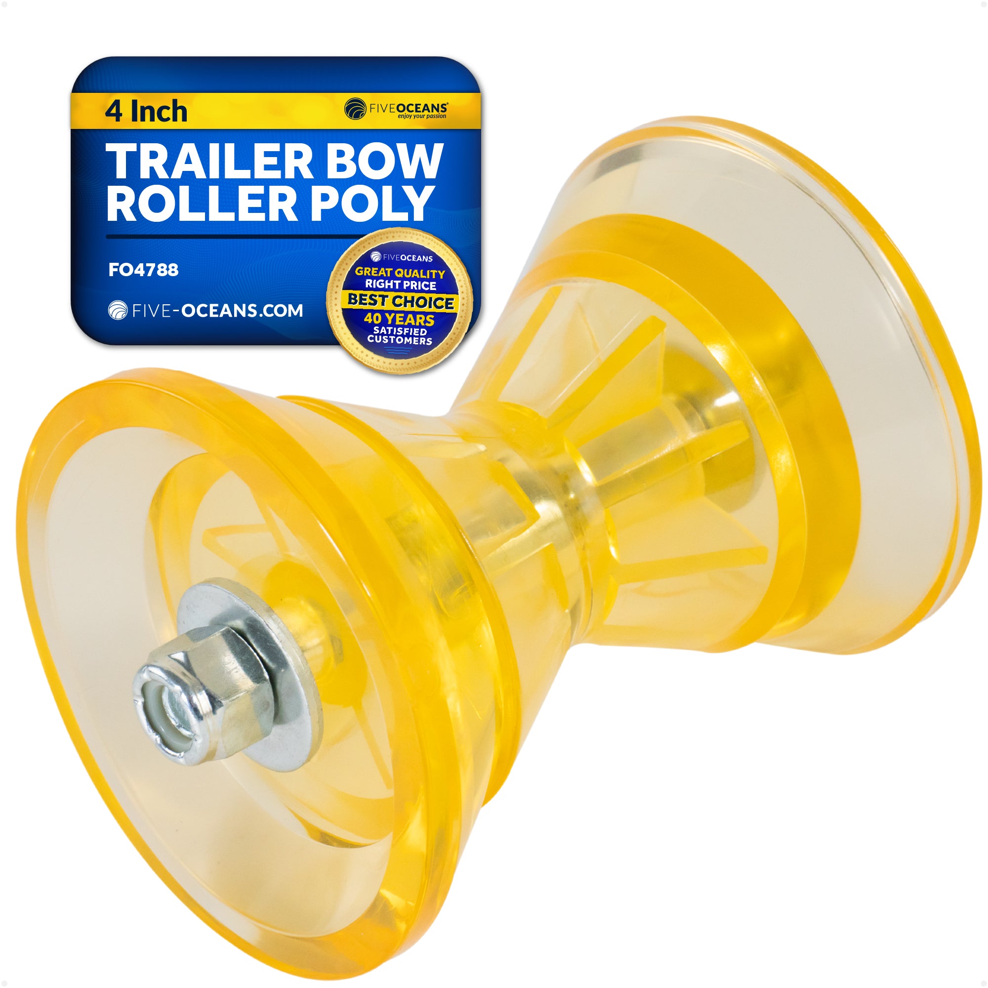 4" Boat Trailer Roller - Clear Yellow - FO4788