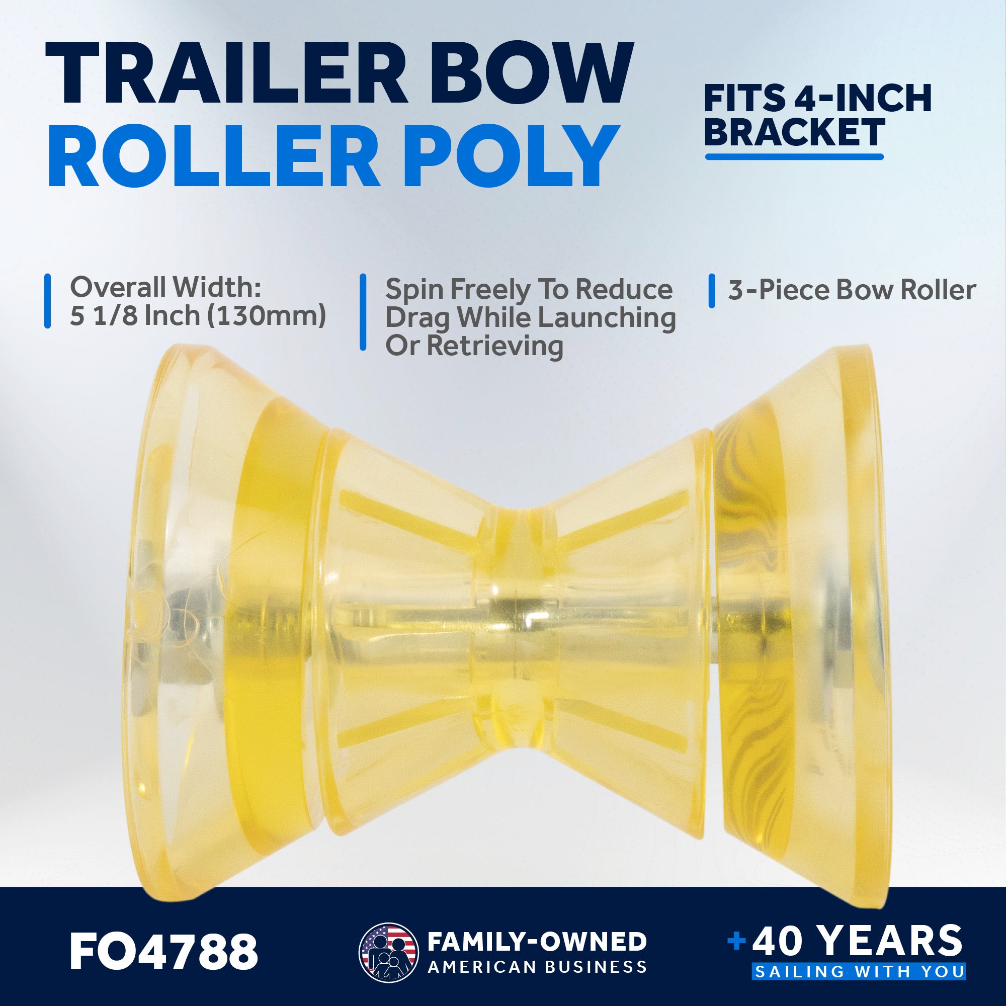 4" Boat Trailer Roller - Clear Yellow - FO4788