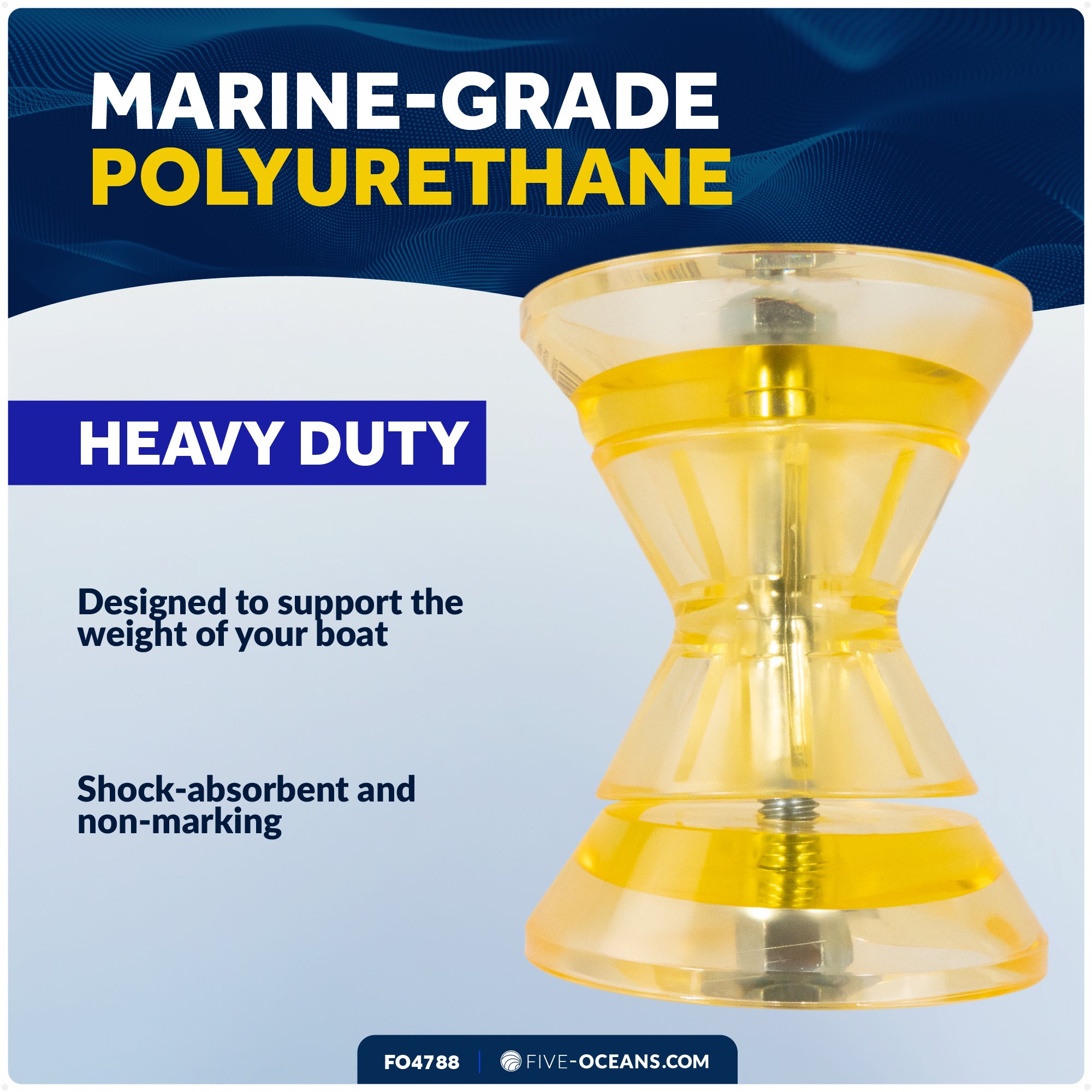 4" Boat Trailer Roller - Clear Yellow - FO4788 - Five Oceans