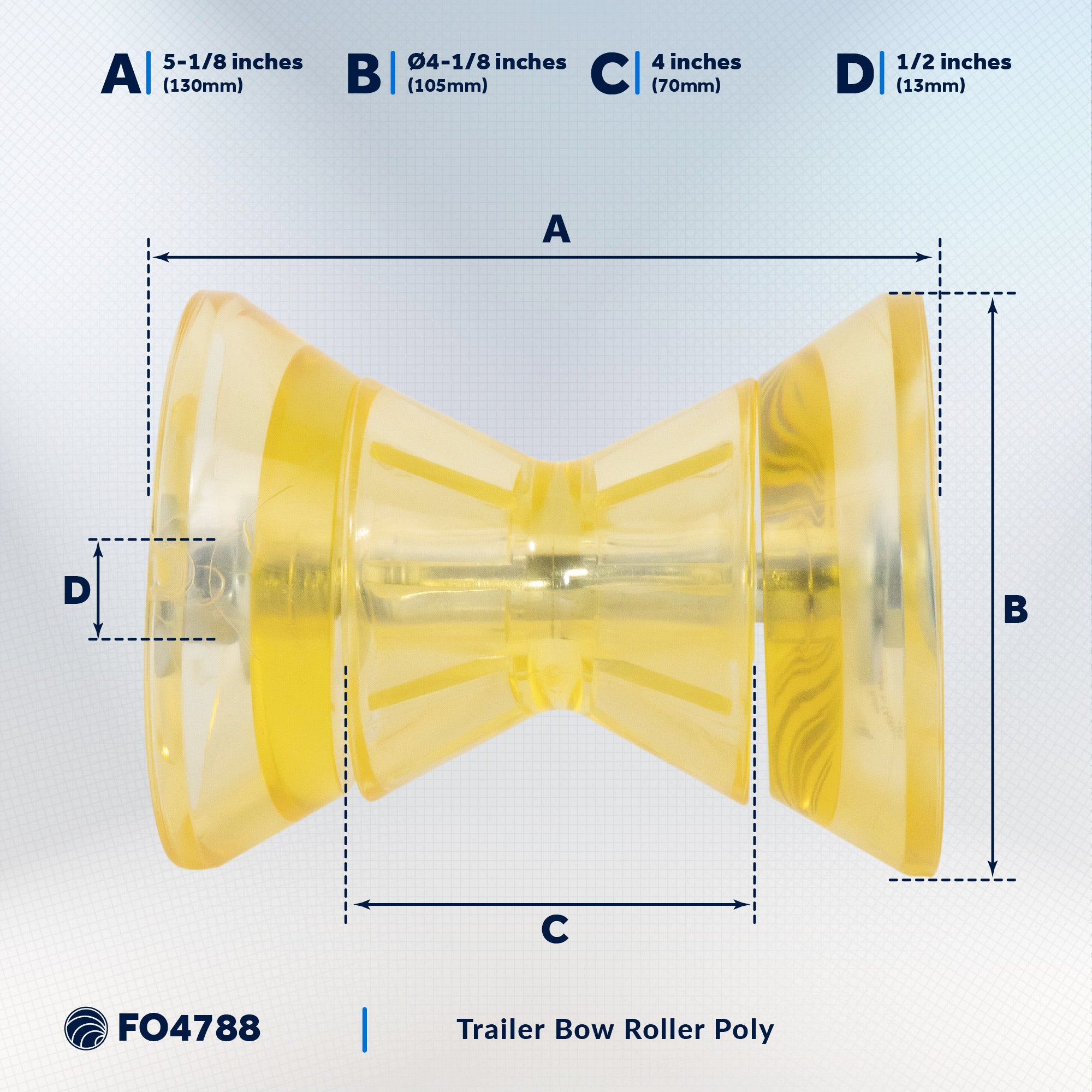 4" Boat Trailer Roller - Clear Yellow - FO4788