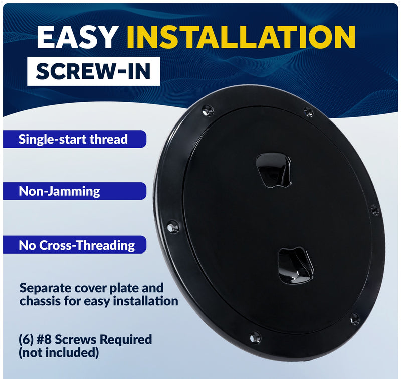 Deck Plate, Round Screw-in, Black - Five Oceans