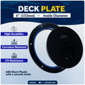 6" Deck Plate, Round Screw-in, Black - FO4794 - Five Oceans