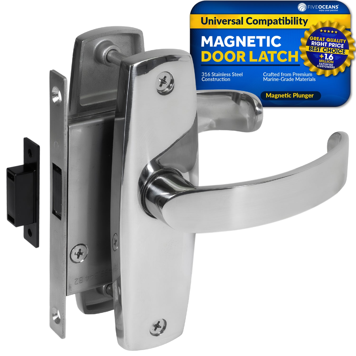 Magnetic Door Latch Lock Set, Stainless Steel - FO4796