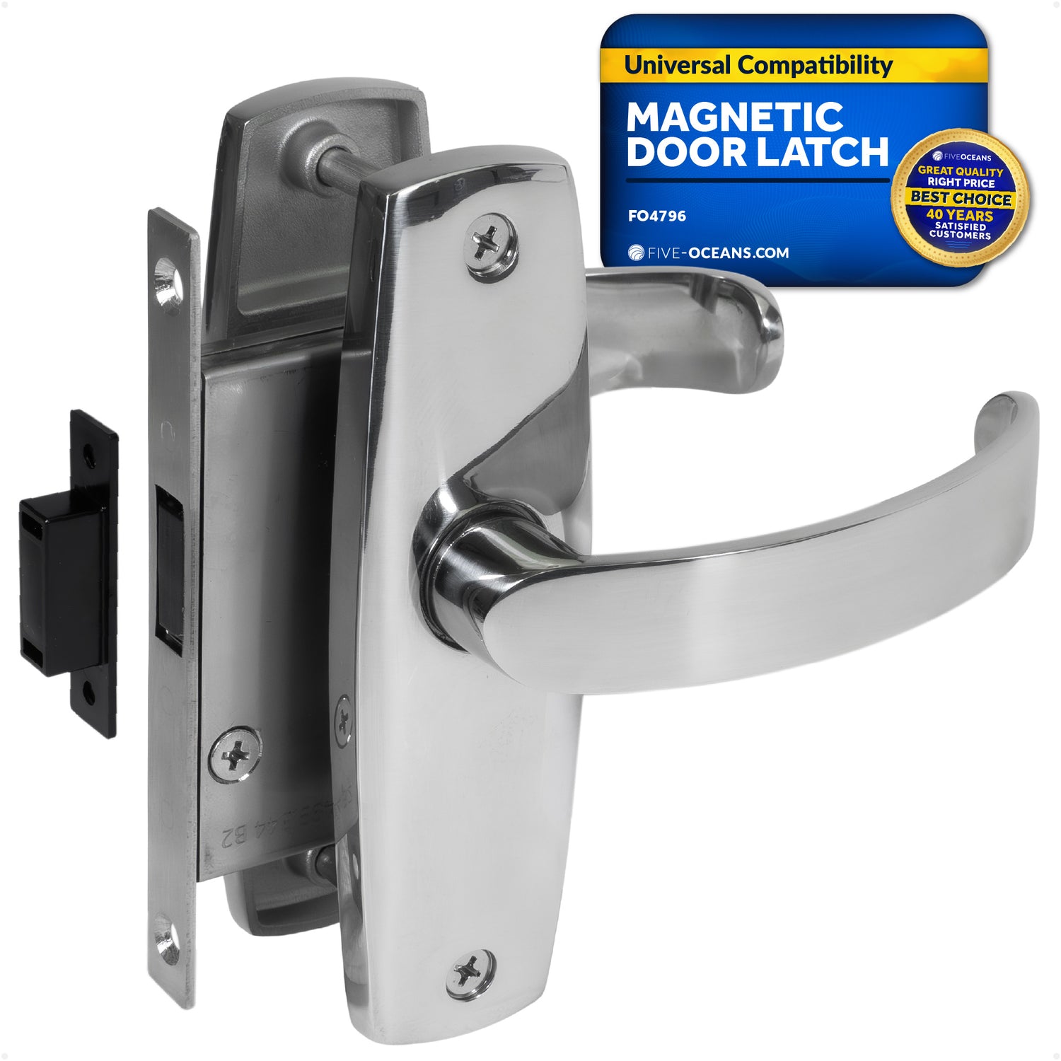 Magnetic Sliding Door Latch Lock Set, Stainless Steel - FO4796