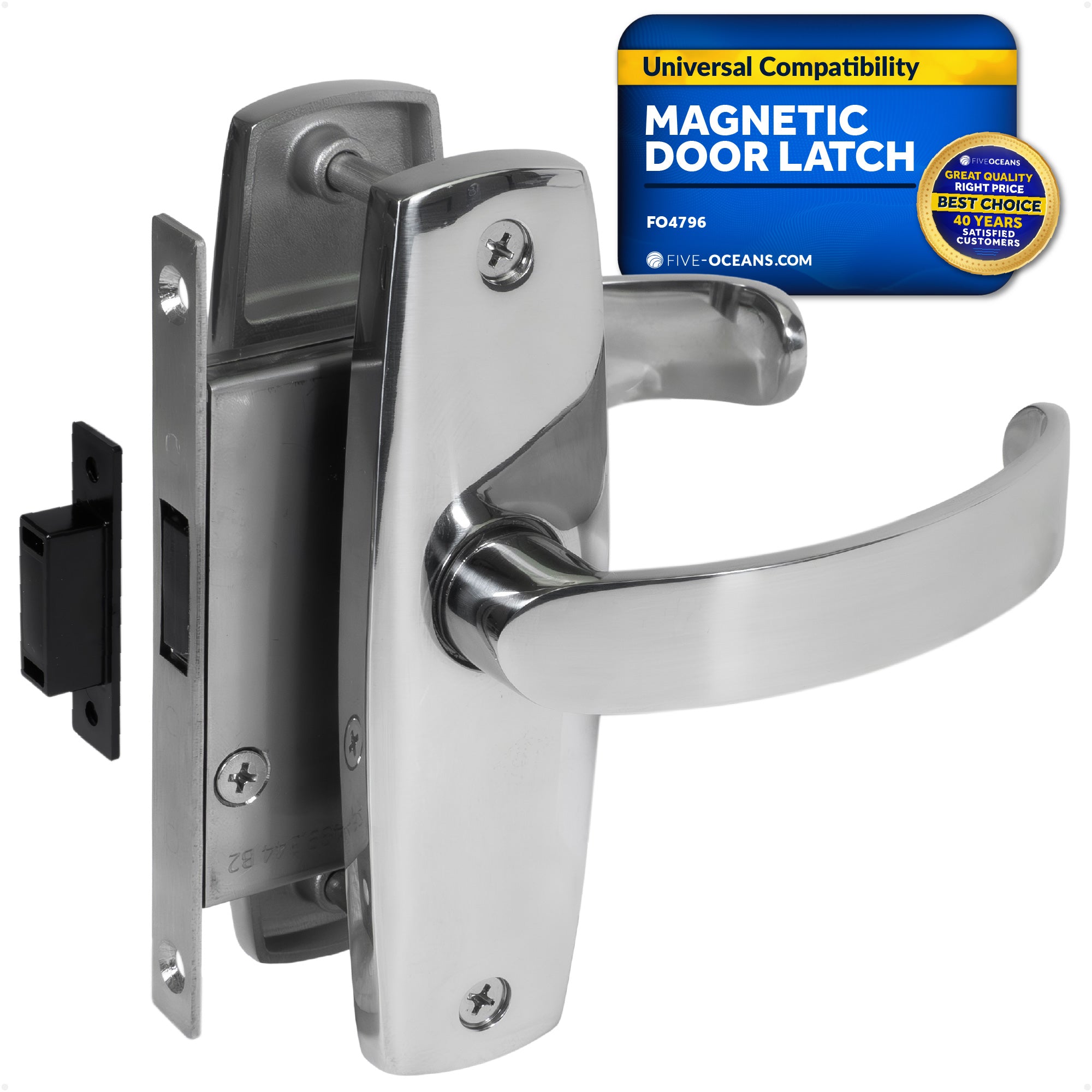 Magnetic Door Latch Lock Set, Stainless Steel - FO4796 - Five Oceans