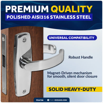 Magnetic Sliding Door Latch Lock Set, Stainless Steel - FO4796 - Five Oceans